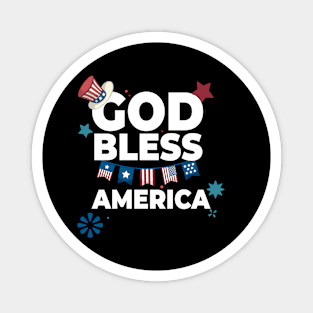 God Bless America For Patriotic Independence day 4th of July Magnet